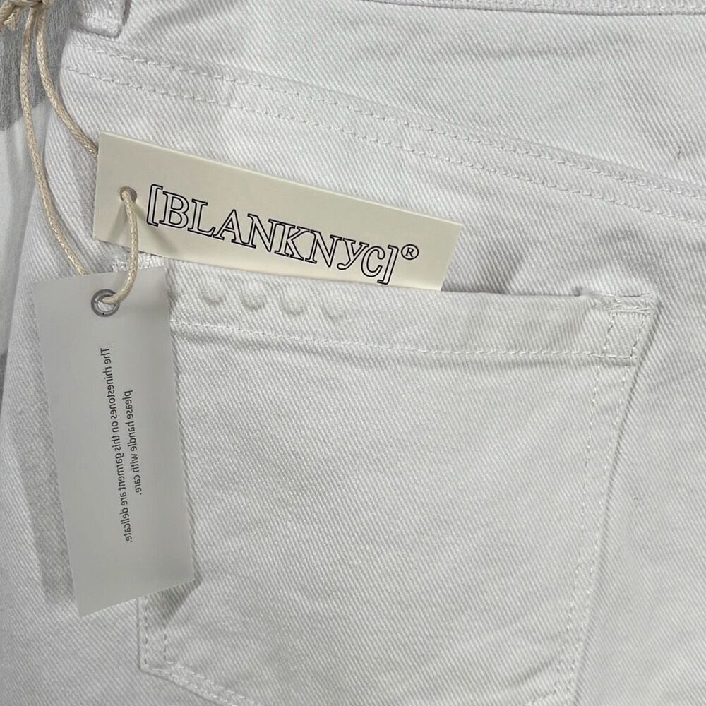 NWT BLANKNYC White Denim Fringe Skirt Rhinestone Trim Size 26 - Picture 13 of 16